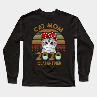 Vintage Cat Mom 2020 Quaratined Mothers Day Gift Long Sleeve T-Shirt